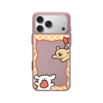 iPhone 17 Pro Max Clear (相機按鈕) 晶醺玫 - Maltese線條小狗 - 夢幻氣球派對 (橘)