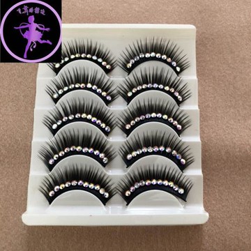 飛舞的裙邊濃密鑲鉆假睫毛兒童成人專業拉丁舞國標舞比賽演出眼妝