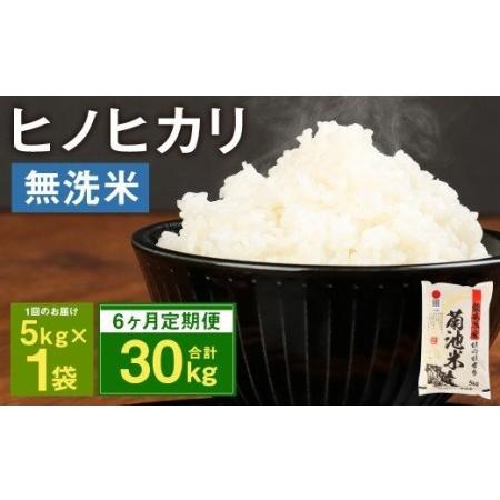 ふるさと納税 熊本県菊池産 ヒノヒカリ 無洗米 計30kg（5kg×6回）精米 お米 白米 熊本県菊池市