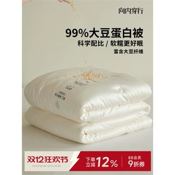 向內穿行99%天絲棉大豆冬被子春秋被芯四季通用全棉磨毛加厚保暖