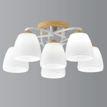 白玉玻璃木紋烤漆半吸頂燈 36-60881