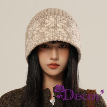 雪花格紋 秋冬時尚保暖針織漁夫帽/顏色可選