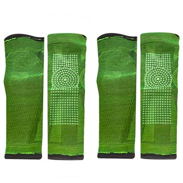 Mass 生活好物 艾草點陣款護膝 高彈力編織面料 舒適貼合腿部 綁帶加壓  M(適合腿圍35~41cm)  綠色  2雙