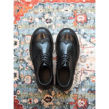 英倫復古手工真皮大碼布洛克雕花商務休閑皮鞋男厚底增高大頭鞋潮