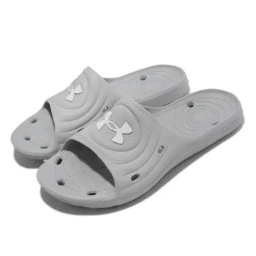 Under Armour 拖鞋 Locker IV 男鞋 灰 白 排汗 排水 3023758100