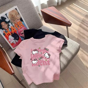 Mimo⭐女童純棉卡通寶寶短袖兒童夏季中大童可愛半袖上衣