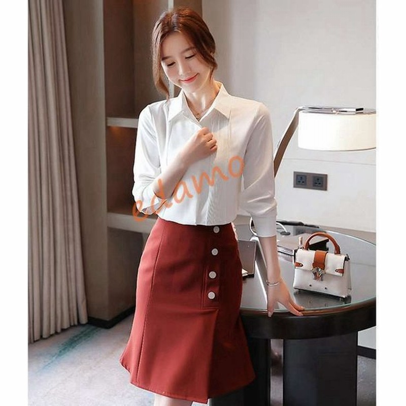 シャツ レディース 白 ブラウス スーツ インナー オフィス おしゃれ 大きいサイズ 比翼シャツ 襟付き 事務服 通販 Lineポイント最大get Lineショッピング