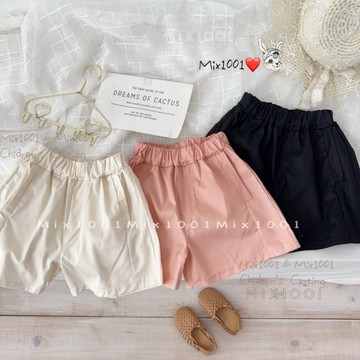 🌈✨mix1001 休閒簡約側口袋短褲✨兒童極簡純色短褲 5-17