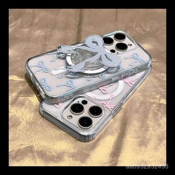 小紅書推薦】爆款 】少女粉藍蝴蝶結帶磁吸蘋果15promax手機殻iphone14pro軟13女12/11