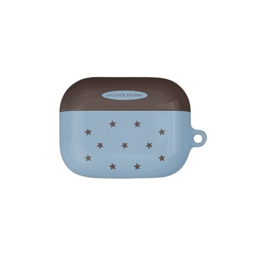 藍底咖星星｜咖藍 Airpods 全包保護殼