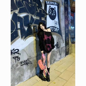 🌷臺灣出貨🌷性感斜肩美式設計別緻長袖衛衣小衆辣妹寬鬆秋季新款ins上衣潮牌
