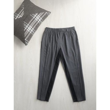 LT.18夏薄款線條鑲嵌拼接休閑西褲個性撞色設計拉鏈小腳九分褲潮