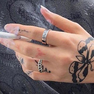 純銀戒指男士韓版簡約開口指環單身潮男食指戒子嘻哈個性尾戒學生