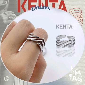 斜紋戒指 設計戒指 銀色波浪開口戒 中性風格男生飾品 可調整尺寸款 健太選物⋆˖°