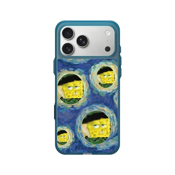 iPhone 17 Pro Max Clear (相機按鈕) 夜幕藍 - 海綿寶寶 SpongeBob - 名畫系列-厭世感