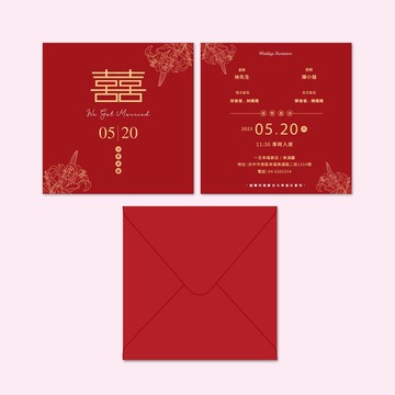 客製婚禮喜帖・精緻喜帖設計・明信片喜帖・含喜帖信封(MA022)