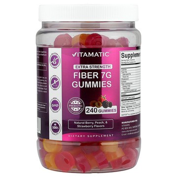 Vitamatic, 纖維軟糖，特強型，天然漿果、桃子和草莓味，240 粒軟糖