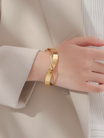 鈦鋼高級感開口手鐲ins小眾設計波浪手飾素圈簡約日式輕奢手鏈女