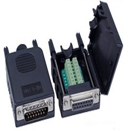 DB15P公 兩排免焊RS232卡扣式螺桿或螺母接頭模組 / 15針 轉綠色端子台(含稅)【佑齊企業 iCmore】