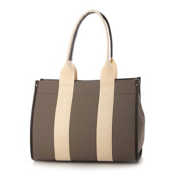 LA BAGAGERIE 雙帶LOGO手提托特包(中/米灰)