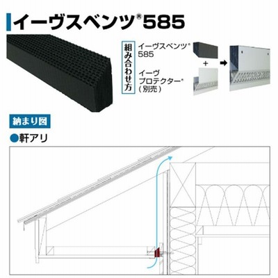 軒換気部材 通気部材 イーヴスベンツ585 20本入 軒あり 軒ゼロ 軒なし