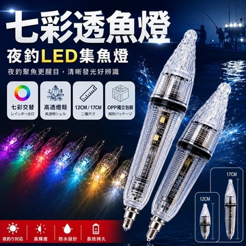 夜釣LED集魚燈 迷你水燈 水下誘魚燈 魚眼水燈 船釣水燈 七彩發光集魚燈 防水誘魚器 電子閃爍釣魚燈 岸拋水燈