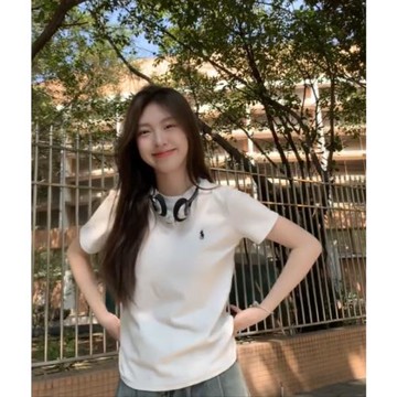 簡約白色刺繡小馬正肩短袖T恤女夏季韓版休閑百搭時尚圓領上衣潮
