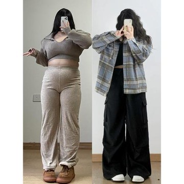 300斤胖mm美式高街休閑工裝褲女秋季大碼女裝褲子顯瘦寬松西裝褲