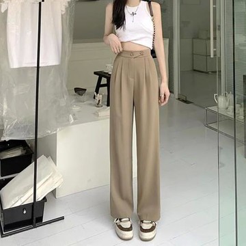 Casual high waisted floor mop suit pants休閑高腰拖地西裝褲女