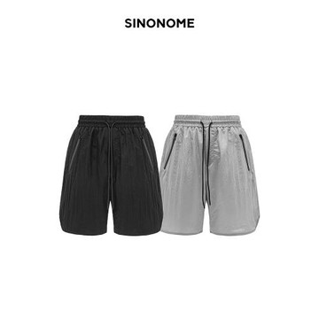 SINONOME 金屬尼龍褶皺 防水YKK拉鏈機能速干運動抽繩拳擊短褲 男