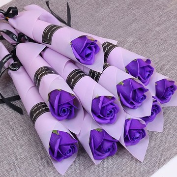Articolo 人造玫瑰單支香皂花束  10個  神秘紫色