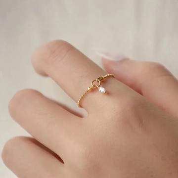 巴黎小清新Corail MentH＆E 馬眼鋯石吊墜圓環小球鏈鏈條戒指 女