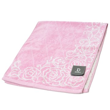 DREDEEL 日本製優雅菱格紋花朵圖騰長方巾(粉紅底)