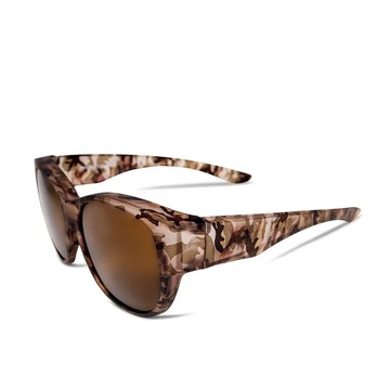 ALEGANT - 經典亞麻棕色豹紋全罩式偏光墨鏡│外掛式UV400太陽眼鏡包覆套鏡│車用太陽眼鏡│近視可戴外掛寶...