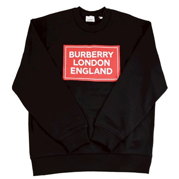BURBERRY 8084351 經典品牌LOGO標語長袖T恤.黑