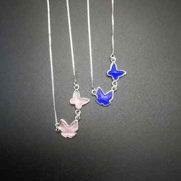 現貨+預購 925純銀項鍊貓眼石吊墜-拋光蝴蝶可愛白色七夕情人節禮物女飾品2色73ze16【獨家進口】【米蘭精品】