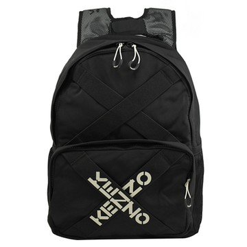 KENZO 字體圖案LOGO帆布拉鍊後背包(黑)