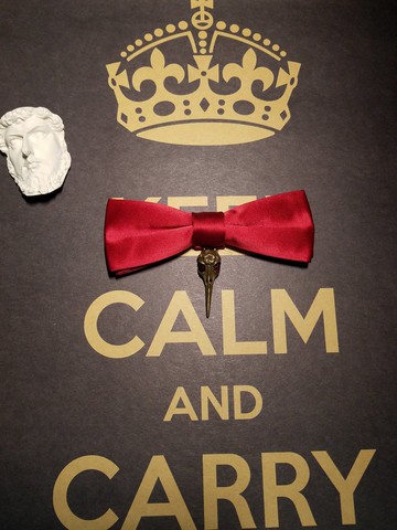 紅色真絲窄版獸類鳥頭了領結朋克風蝴蝶結