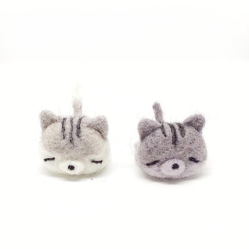 累趴系列灰色虎斑貓 -羊毛氈 鑰匙圈、吊飾、擺飾