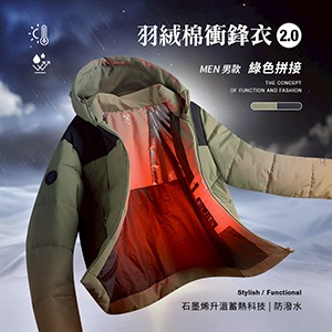 科技Clo+蓄熱防潑水機能防風禦寒羽絨棉衝鋒衣2.0