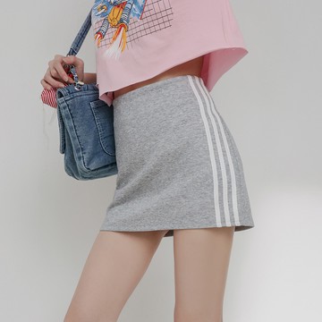 三槓棉短裙-灰【KT21929】