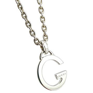 九成新展示品半價出清--GUCCI 925純銀-大G字造型吊飾圈型項鍊