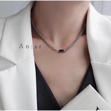 An:sr—『多層次黑曜石項鍊』男女適用 歐美 嘻哈 帥氣 個性 黑曜石 多層次 鈦鋼 項鍊 鎖骨鍊D0034