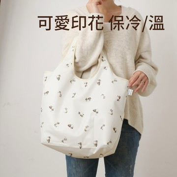 日本進口 印花保溫環保袋 折疊環保提袋 貓／雪納瑞 動物圖案 小型輕便購物袋 輕量 交換禮物 聖誕禮物