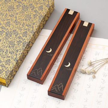 紅木書法用品文房四寶小擺件 黑檀木鎮實心尺鎮紙鎮木壓紙 中國風實木非純銅國畫創意壓條