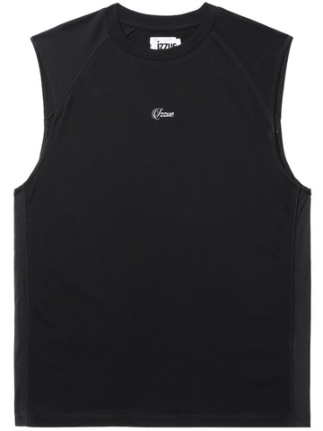 izzue - logo-print cotton vest - men - Cotton - L - Black