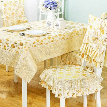 【協貿】高檔精美面料燙金工藝錦上添花布藝金黃色桌布