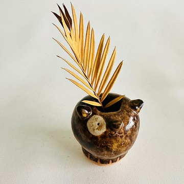 小貓 黑輪 手作陶 手工捏製陶製盆栽花盆 陶器花器 擺飾