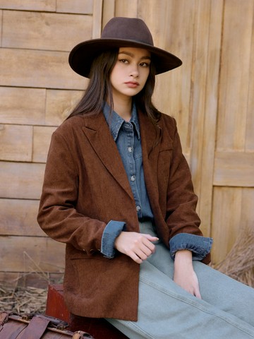 巴恩復古燈芯絨西裝外套