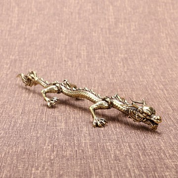 純銅神龍筆架擺件手把件黃銅生肖龍可愛裝飾動物神獸保平安工藝品